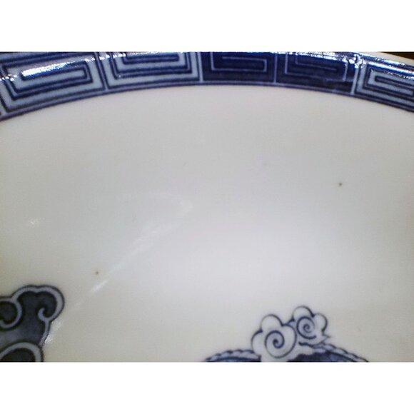 Set of 2 Blue White Porcelain Bowls Dragon and Landscape Design For Ramen 1 Mark - Picture 6 of 16